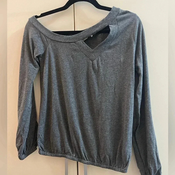 Michael Kors asymmetrical grey top blouse long sleeve size PXS - Picture 1 of 5